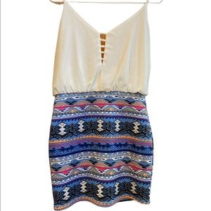 Short colorful and white mini womens dress- night out